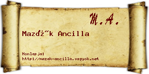 Mazák Ancilla névjegykártya